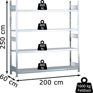 Produktbild für Weitspannregal Schulte 15594, 4 Metallböden