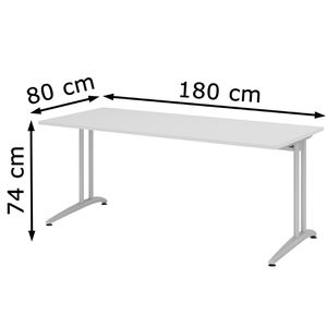 Produktbild für Schreibtisch Hammerbacher B-Serie, lichtgrau / silber
