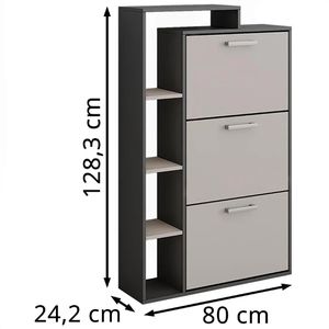 Produktbild für Schuhschrank Vicco Orlando, anthrazit / greige