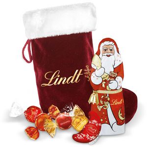 Produktbild für Geschenkset Lindt Weihnachtsmann Socke