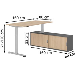 Produktbild für Schreibtisch Hammerbacher XMST, 29351, eiche, mit Sideboard