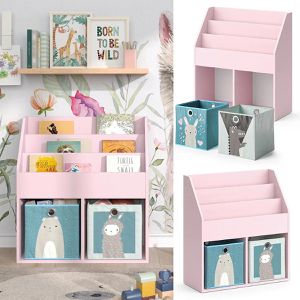 Produktbild für Bücherregal Vicco Luigi, rosa, mit 2 Faltboxen