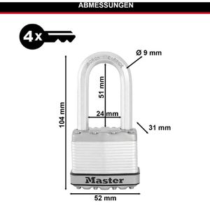 Produktbild für Vorhängeschloss Master-Lock M5EURDLH, 52mm
