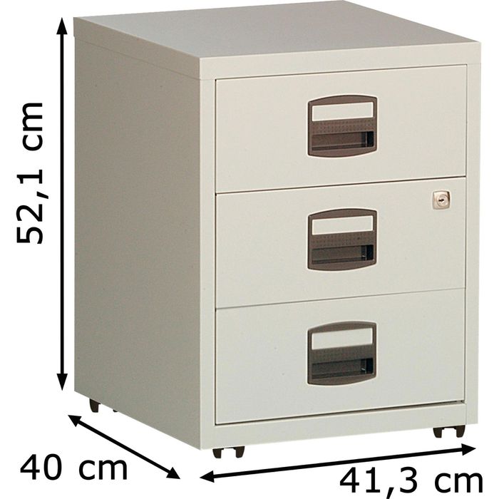 Bisley-Home Rollcontainer PFA, Metall, grau, mit 3 Schüben