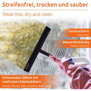 Produktbild für Duschabzieher ECENCE Silikon, aus Edelstahl, schwarz