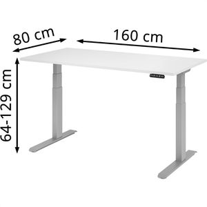 Produktbild für Schreibtisch Hammerbacher XDKB 16, weiß / silber