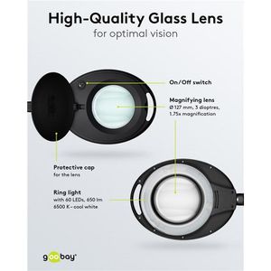 Produktbild für Lupenleuchte Goobay 64989, 127 mm Glaslinse, LED