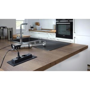 Produktbild für Einbausteckdose EVOline BackFlip, mit 3 m Kabel, klappbar