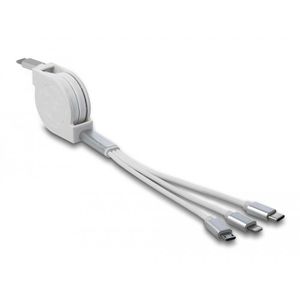 Produktbild für Ladekabel DeLock 85844 3in1 Aufrollkabel, weiß