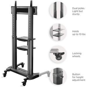 Produktbild für TV-Ständer Onkron TS2771-B, Ablage &amp; Rollen, schwarz,Aluminium