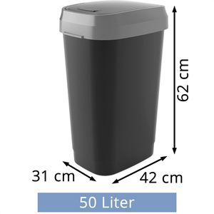 Produktbild für Mülleimer Curver KIS Dual Swing, schwarz/grau