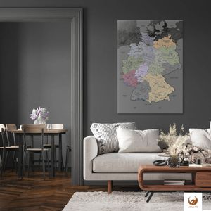 Produktbild für Deutschlandkarte Lana-KK Grau, Postleitzahlen, mit Holzrahmen