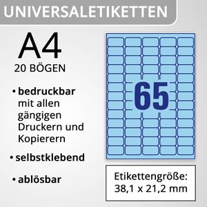 Produktbild für Universaletiketten Zweckform L4791-20, blau