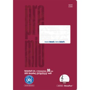 Notenheft Staufen Premio 040790014, Recycling, Lineatur 14, A4