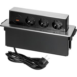 Produktbild für Einbausteckdose Orno GM-9050, mit 2 m Kabel, versenkbar