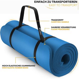 Produktbild für Yogamatte Tresko mit Tragegurt, blau, 1 cm stark