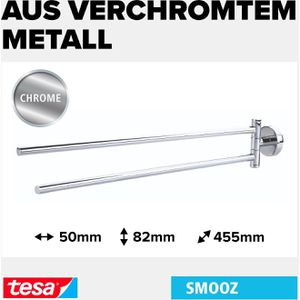 tesa® Deluxxe Ablage Badezimmer, Metall, verchromt, inkl. Klebelösung - tesa