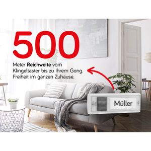 Produktbild für Türklingel Grothe Calima 200, LED-Blinken, 250m Funk, Set