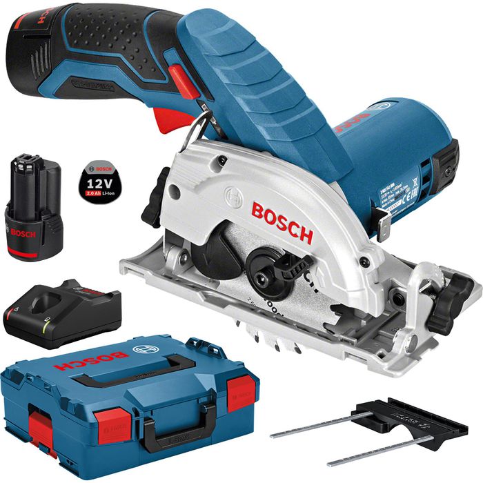 Bosch Handkreissäge GKS 12V-26, Schnittleistung 26,5mm 12V Akkus, akkubetrieben, bis mit AG 3Ah, Böttcher 2 / –
