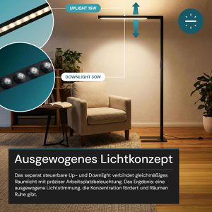 Produktbild für Stehlampe Luxula LX700136, LED, schwarz, 194 cm
