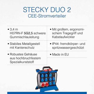 Produktbild für CEE-Stromverteiler as-Schwabe Stecky Duo 2, mobil