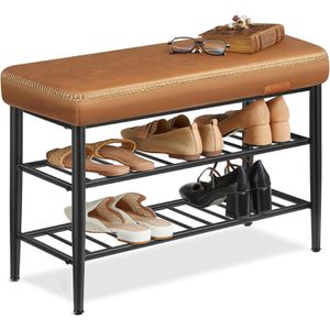Produktbild für Schuhbank Vasagle EKHO, schwarz / braun, aus Metall