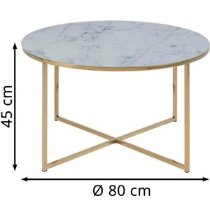 Produktbild für Couchtisch AC-Design Alisan, Glas / Metall, weiß marmoriert