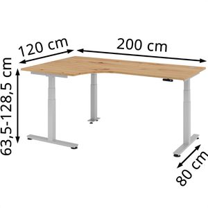 Produktbild für Schreibtisch Hammerbacher XDSM 82, asteiche / silber