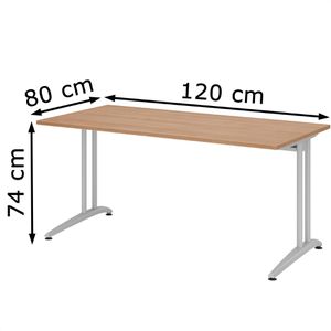 Produktbild für Schreibtisch Hammerbacher B-Serie, nussbaum / silber