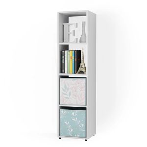 Produktbild für Bücherregal Vicco Ludus, weiß, mit 2 Faltboxen