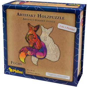 Philos Puzzle 9083, Artefakt 2 in 1 Fuchs, Holzpuzzle, ab 6 Jahre, 143 Teile