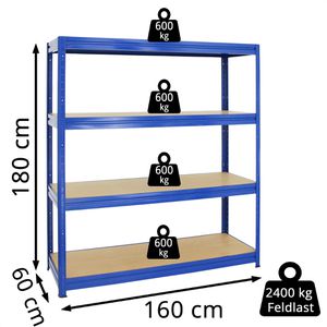 Produktbild für Weitspannregal PROREGAL DINO, 4 Holzböden