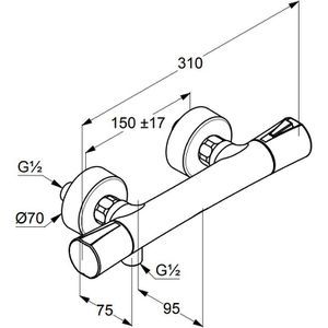 Produktbild für Duscharmatur KLUDI ZENTA SL, 351000538, verchromt