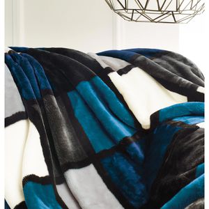 Produktbild für Kuscheldecke Gözze Antigua Cashmere Feeling, blau/silber/weiß
