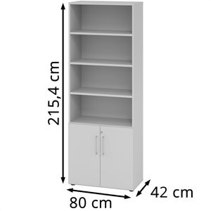 Produktbild für Kombischrank Hammerbacher Serie 9 Advanced, lichtgrau