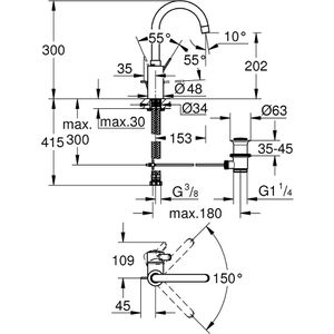 Produktbild für Waschtischarmatur GROHE Eurosmart Cosmopolitan, verchromt