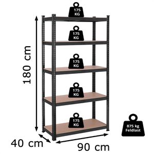 Produktbild für Schwerlastregal Songmics 5 Holzböden
