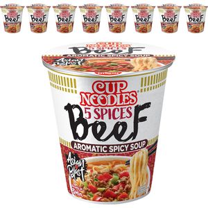 Nissin Fertiggericht Cup Noodles, 5 Spices Beef, je 64g, 8 Stück