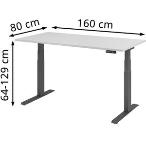 Produktbild für Schreibtisch Hammerbacher XDKB 16, lichtgrau / graphit
