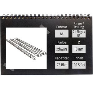 Produktbild für Drahtbinderücken GBC IB165221, schwarz. für A4