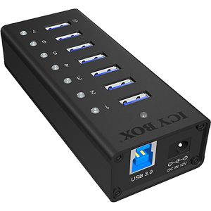Produktbild für USB-Hub ICY-BOX IB-AC618, schwarz, mit Metallgehäuse