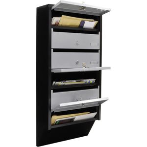 Produktbild für Briefkasten Rottner T06368 Depot 6 silber/schwarz, aus Stahl