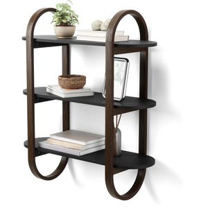 Produktbild für Wandregal Umbra Bellwood, walnuss / schwarz