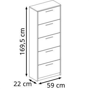 Produktbild für Schuhschrank Vicco Gizmo, weiß / weiß hochglanz