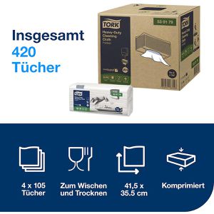 Produktbild für Einwegtücher Tork 530179, exelCLEAN, W4, weiß