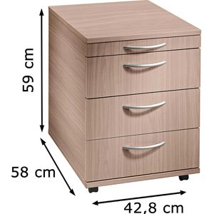 Produktbild für Rollcontainer Hammerbacher Basic 1606, aus Holz, nussbaum