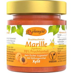 Birkengold Fruchtaufstrich Marille, mit Xylit, 70% Frucht, ohne Zuckerzusatz, 200g