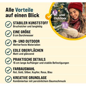 Produktbild für Weihnachtskugeln Deuba 107505, rosa