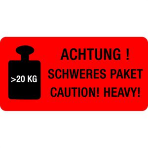 Hinweisetiketten Eichner Schweres Paket 20kg