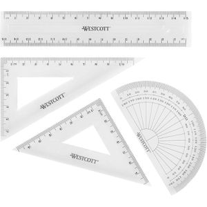 Zeichenset Lineal Schulbedarf Einheitsgröße rose Geometrie-Set Mega 8-teiliges Zirkel-Set mit Winkelmesser 